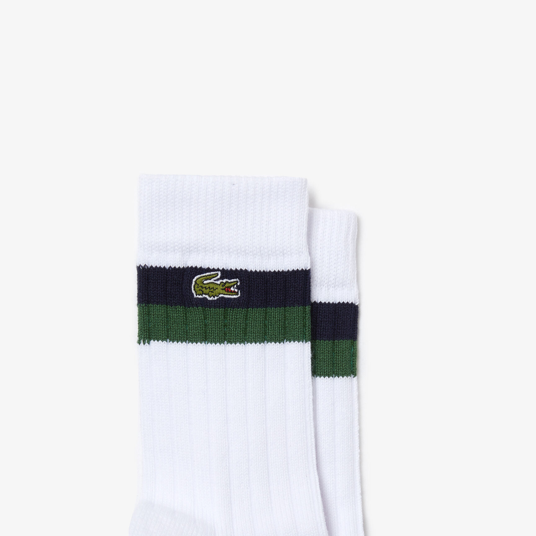 Unisex High-Cut Striped Ribbed Cotton Socks Two-Pack
