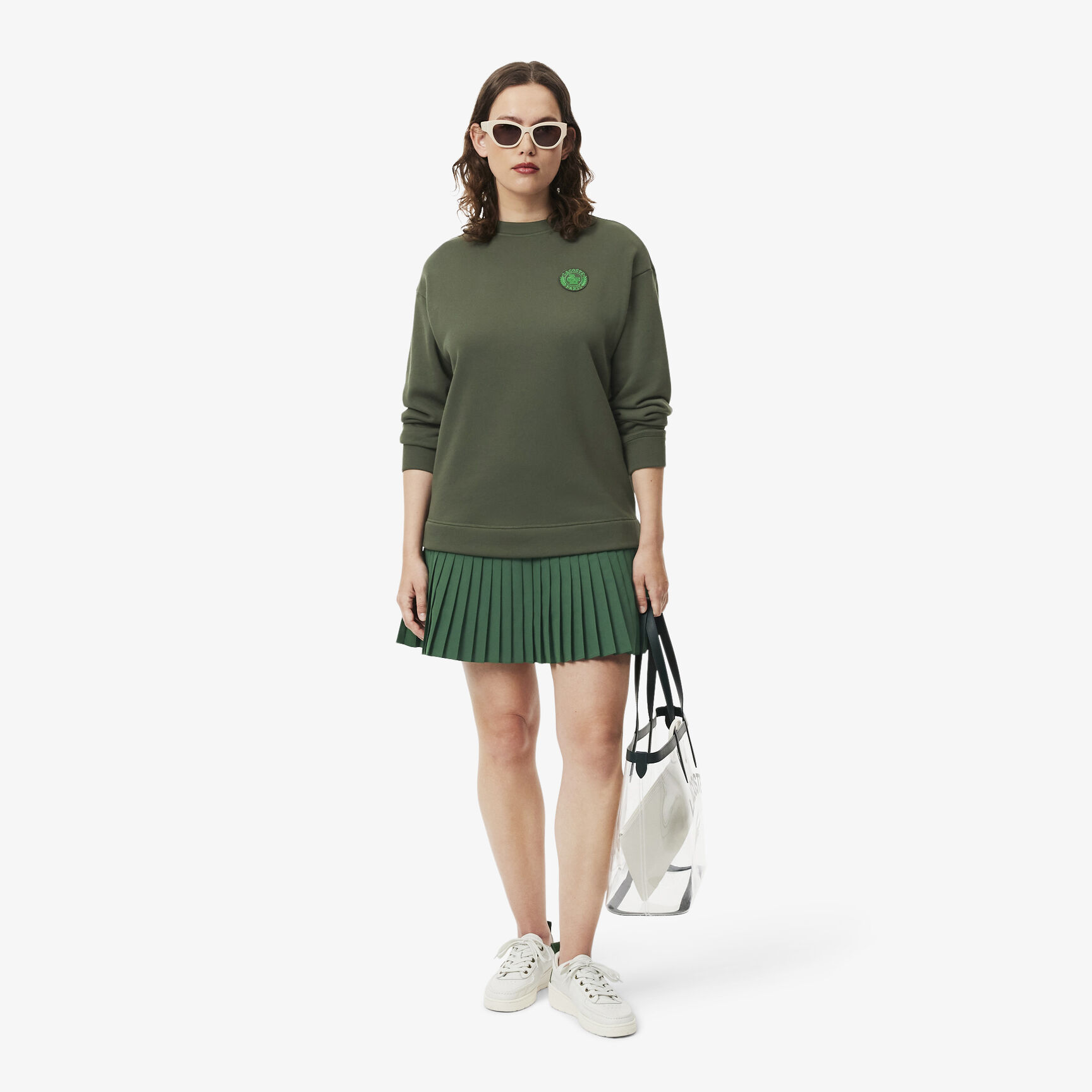 Blended Fabric Pleated Sweatshirt Dress