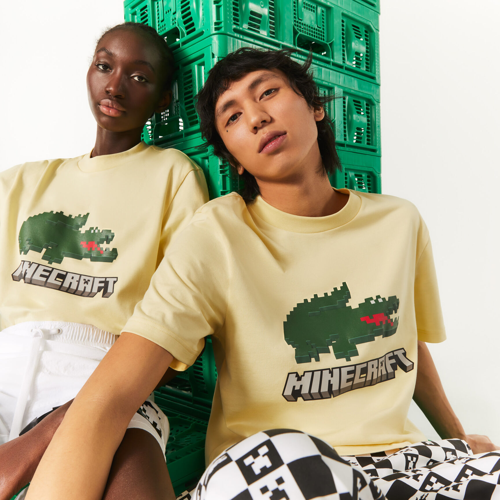 تيشيرت مطبوع قطن عضوي للجنسين مجموعة Lacoste x Minecraft تيشيرت مطبوع قطن عضوي للجنسين مجموعة Lacoste x Minecraft