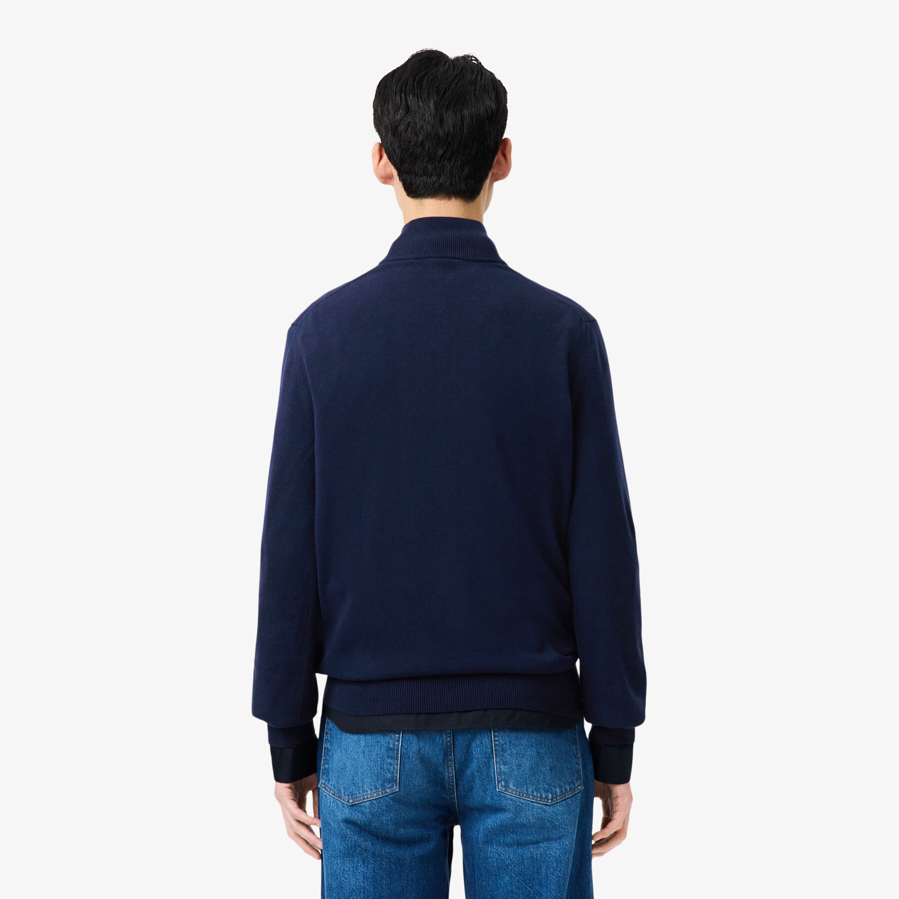 Zipped High Neck Cotton Sweater