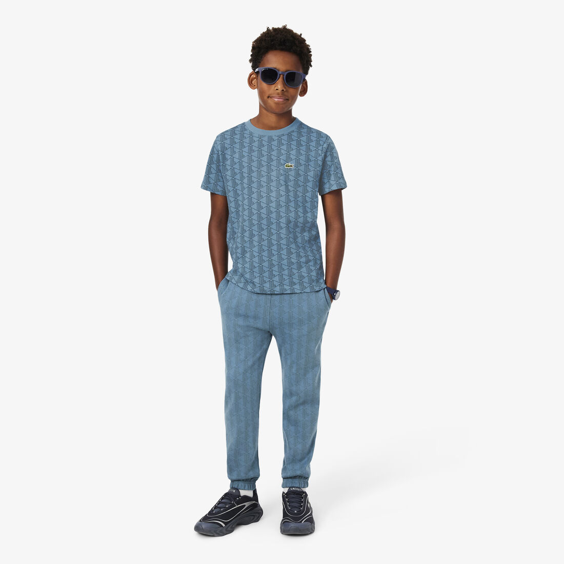 lacoste monogram print t shirt