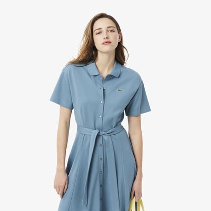 Flared Mini-pique Polo Dress