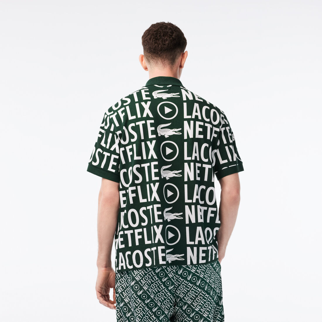 Men's Lacoste x Netflix Loose Fit Organic Cotton Print Polo Shirt Men's Lacoste x Netflix Loose Fit Organic Cotton Print Polo Shirt