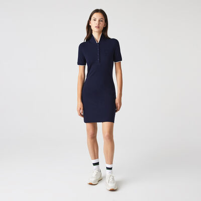 Women's Lacoste Striped Neck Flowy Polo Dress
