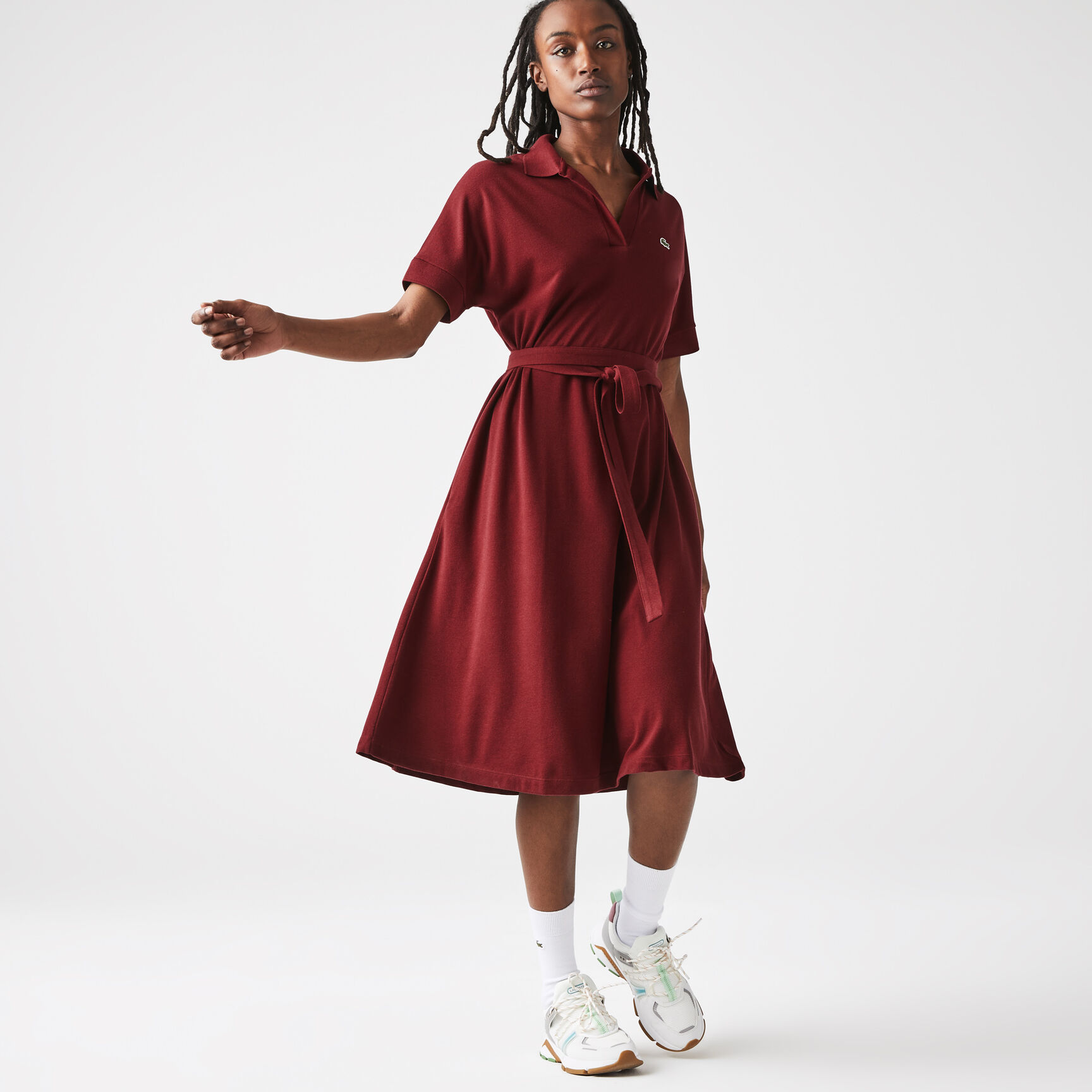 Women's Loose Fit V-neck Piqué Polo Dress Women's Loose Fit V-neck Piqué Polo Dress