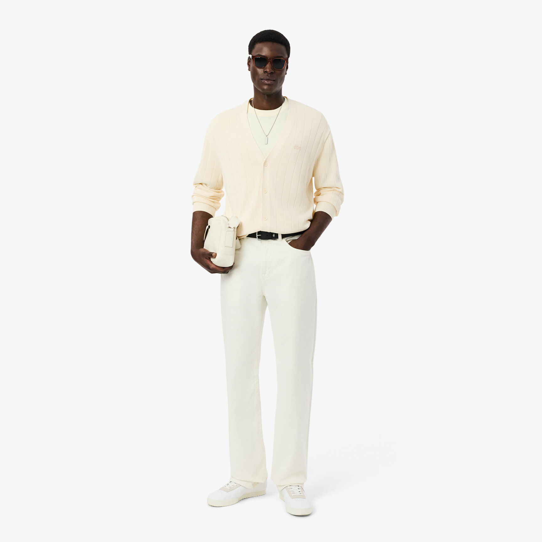 Rib Knit Cotton Blend Cardigan