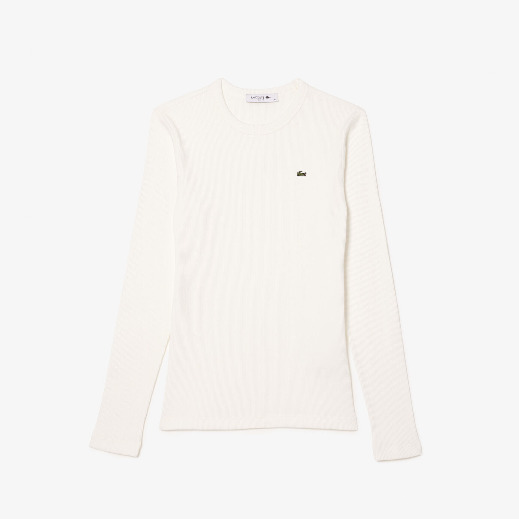 تي شيرت قطن مضلع بأكمام طويلة