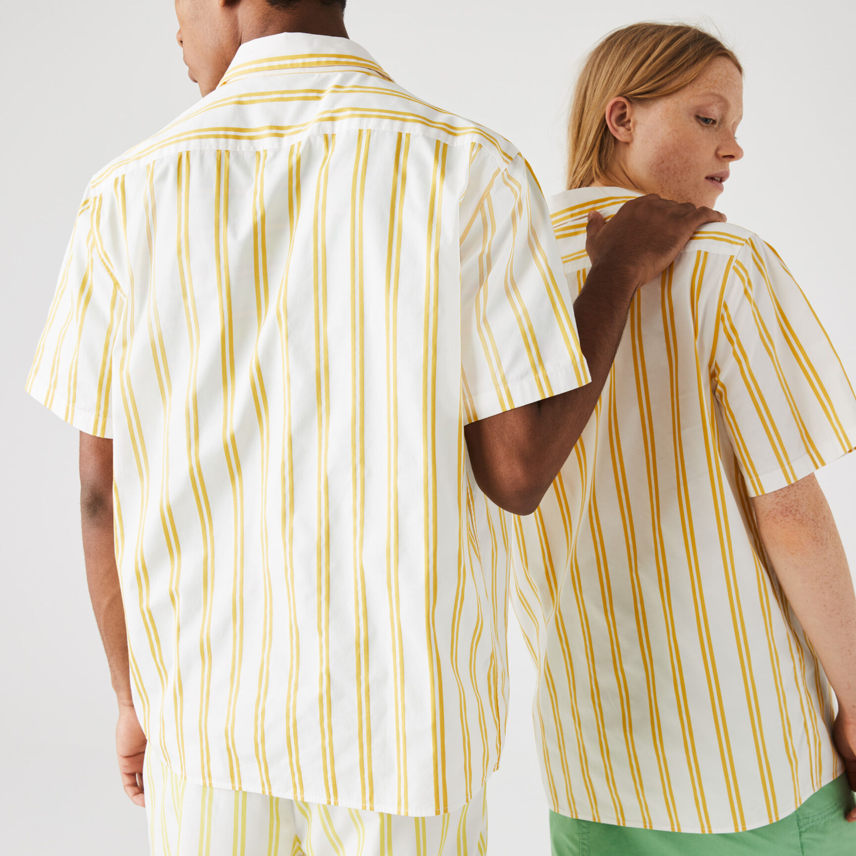 Unisex Lacoste LIVE Striped Satiny Shirt Unisex Lacoste LIVE Striped Satiny Shirt