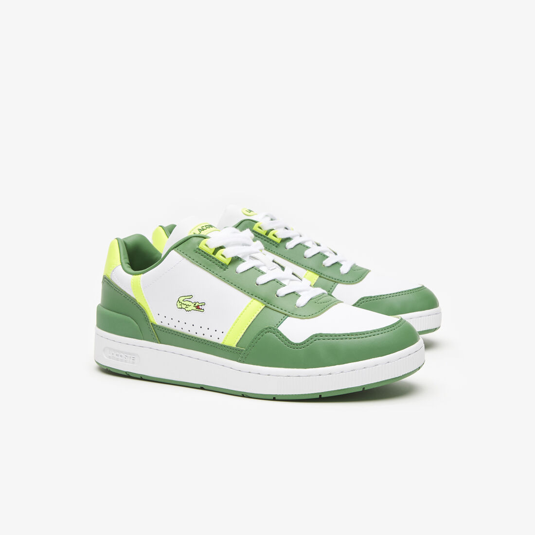 Men's Lacoste T-Clip Leather Colour Block Trainers Men's Lacoste T-Clip Leather Colour Block Trainers