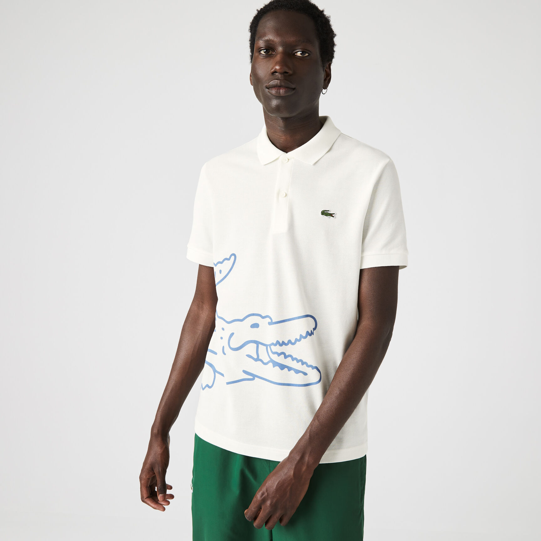 Men&rsquo;s Lacoste Regular Fit Crocodile Print Cotton Piqu&eacute; Polo