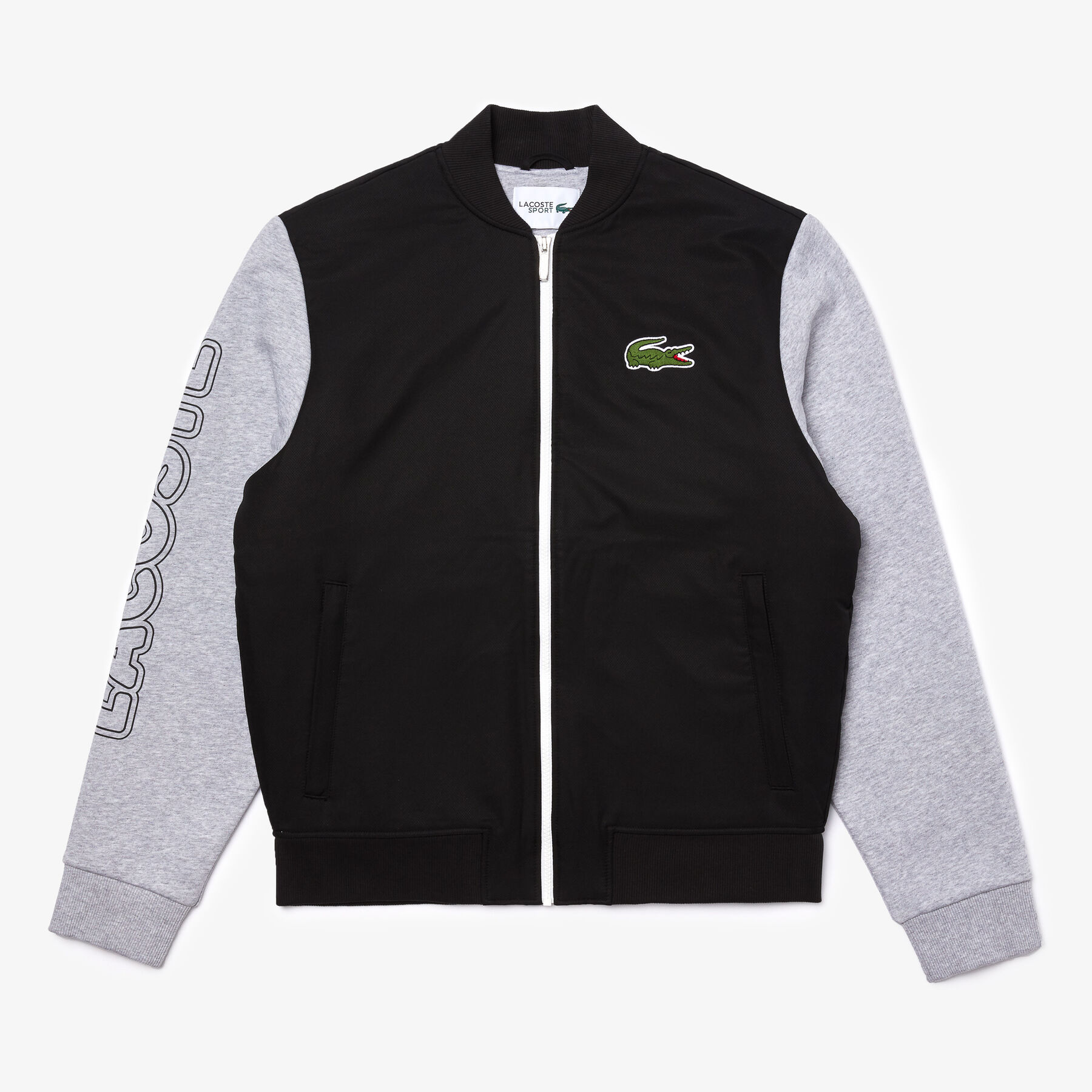 men s lacoste sport two tone print fleece zip teddy jacket