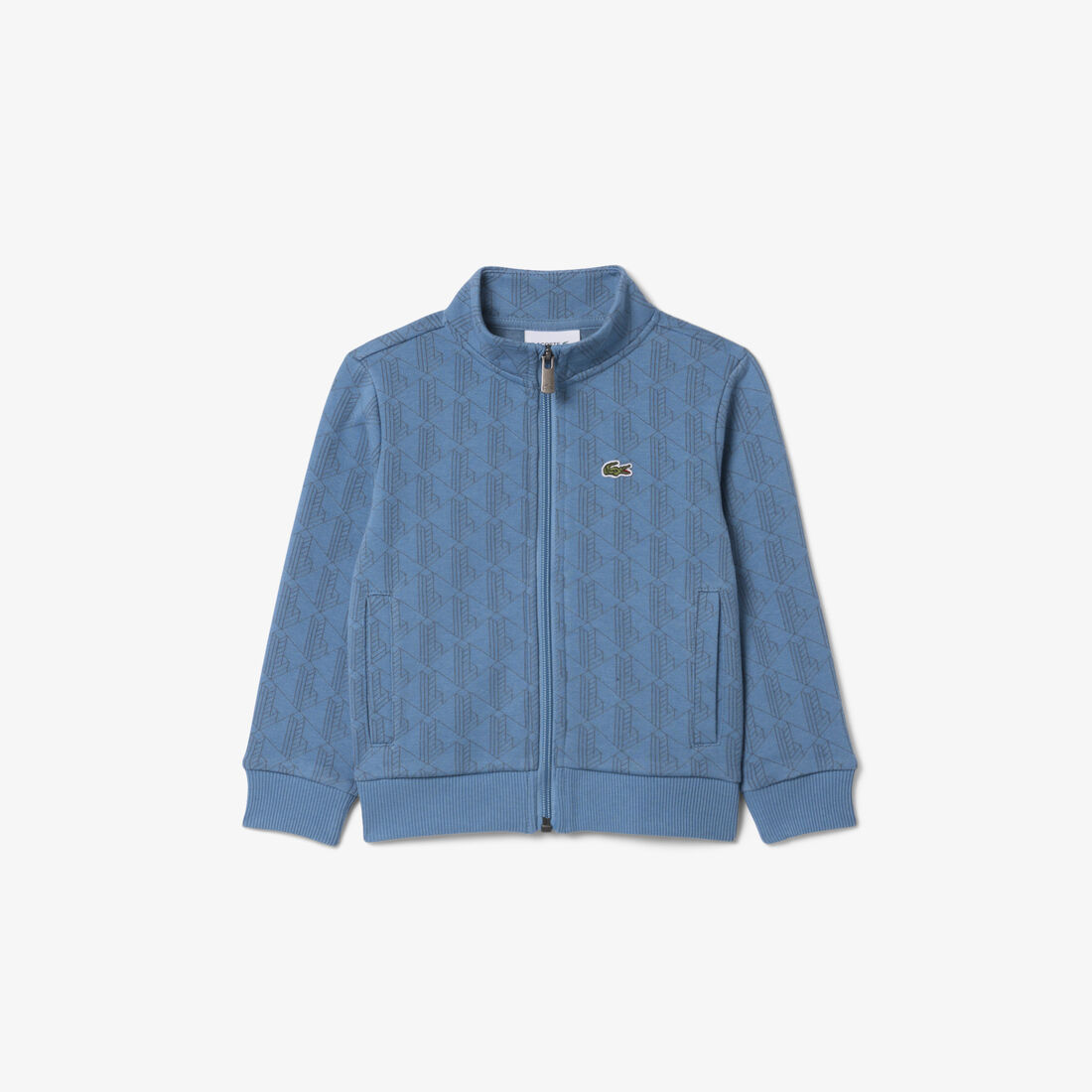 lacoste zipped monogram fleece hoodie