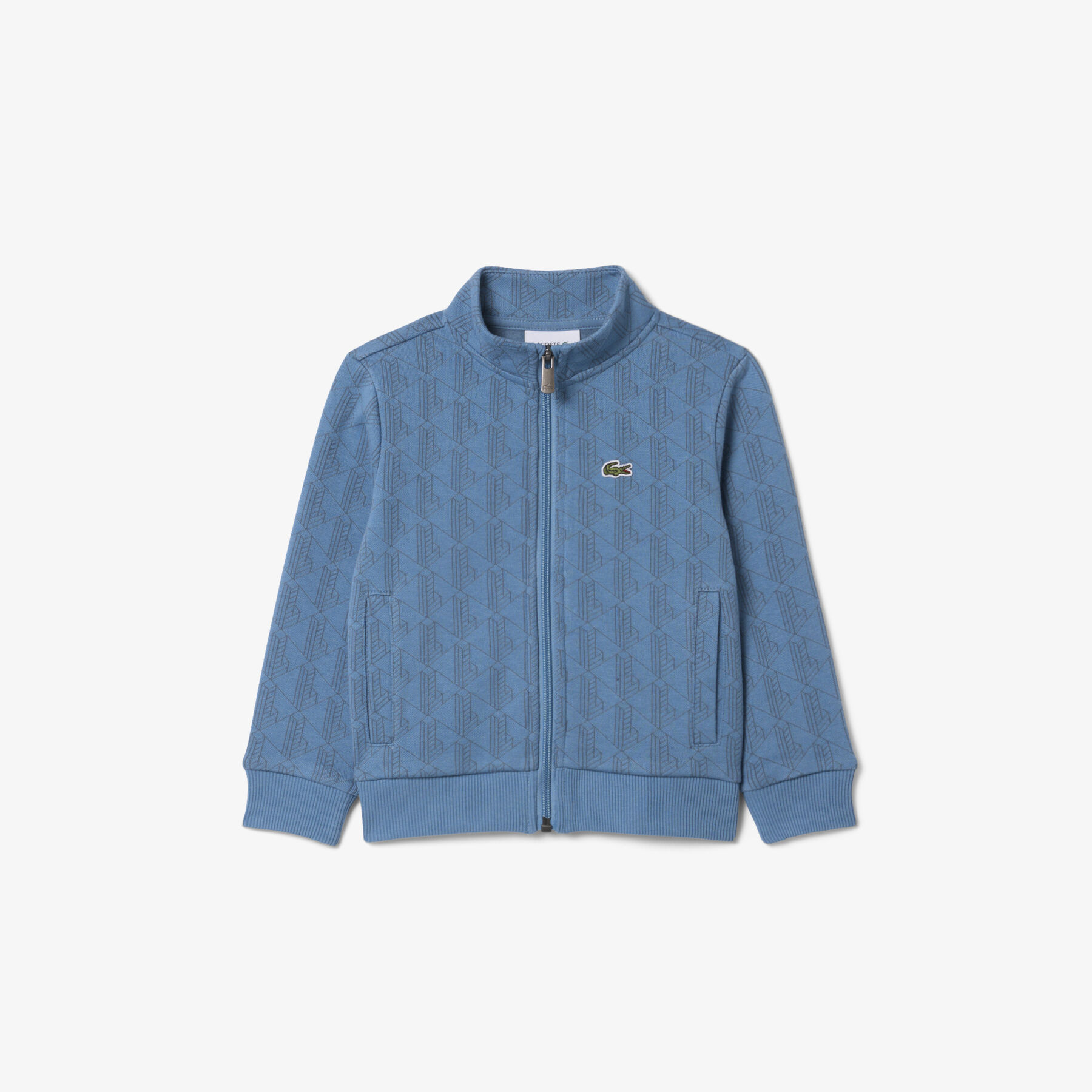 lacoste zipped monogram fleece hoodie