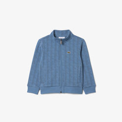 lacoste zipped monogram fleece hoodie