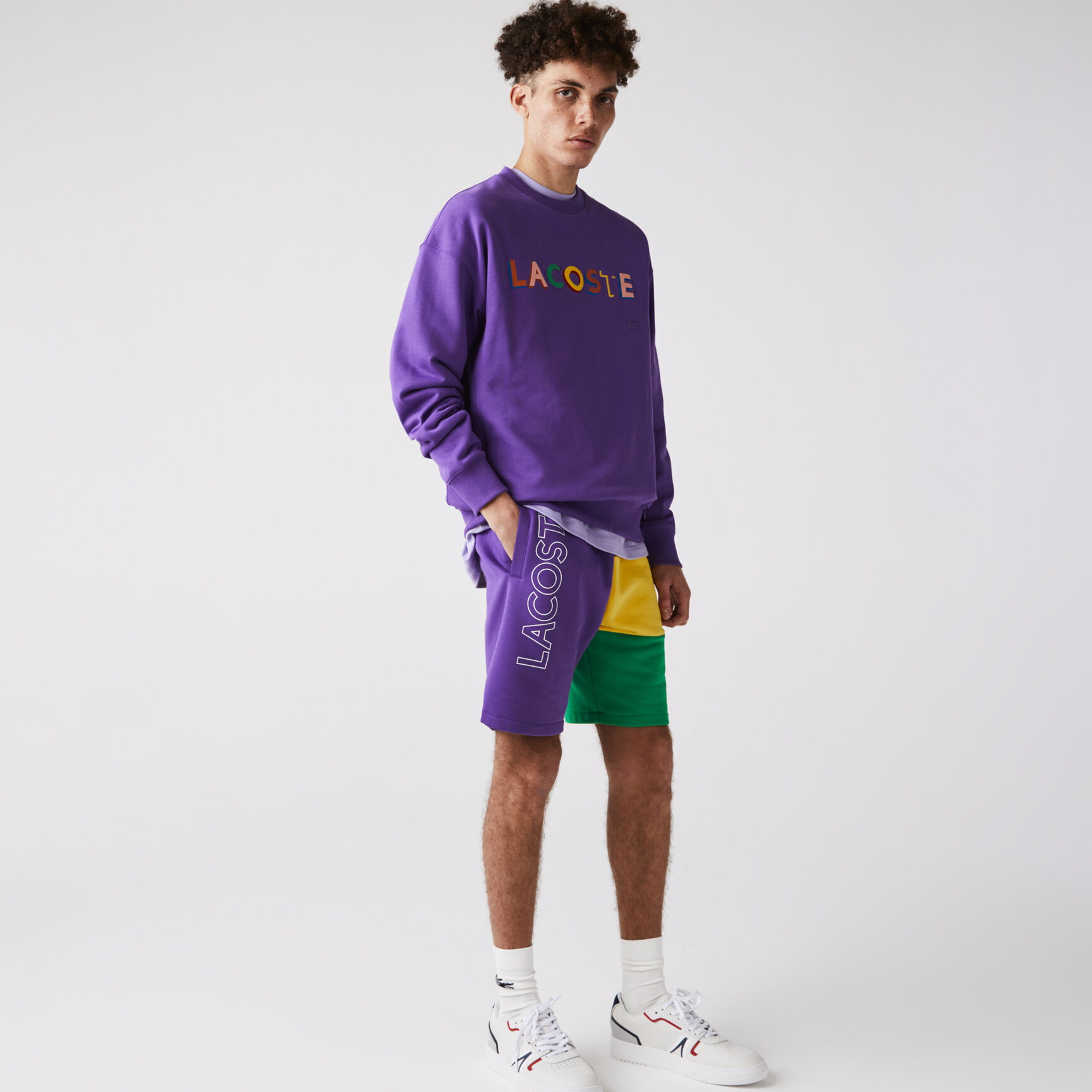 Men’s Lettered Colorblock Fleece Bermuda Shorts Men’s Lettered Colorblock Fleece Bermuda Shorts