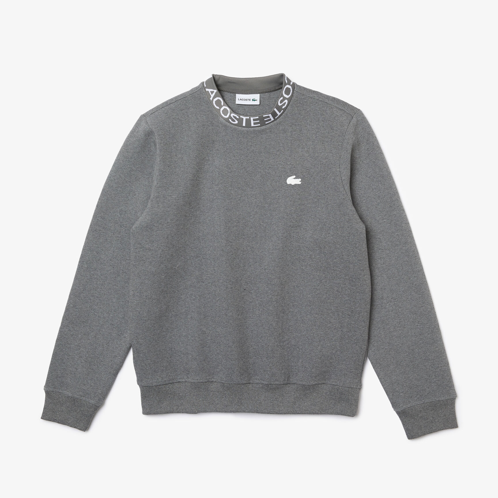 Men&rsquo;s Lacoste Lettered Crew Neck Cotton Blend Sweatshirt