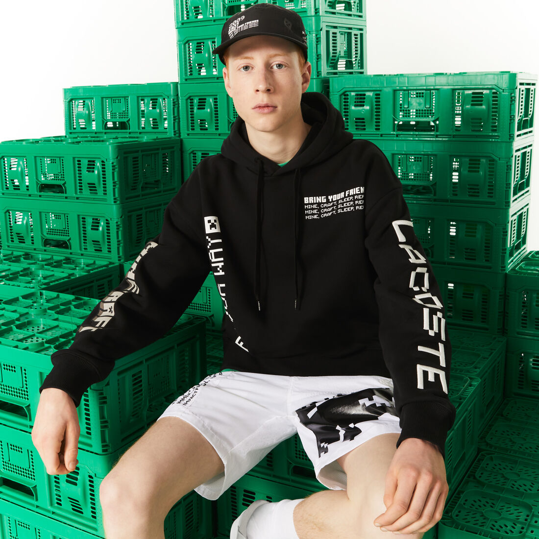 Men's Lacoste L!VE x Minecraft Loose Fit Fleece Hoodie