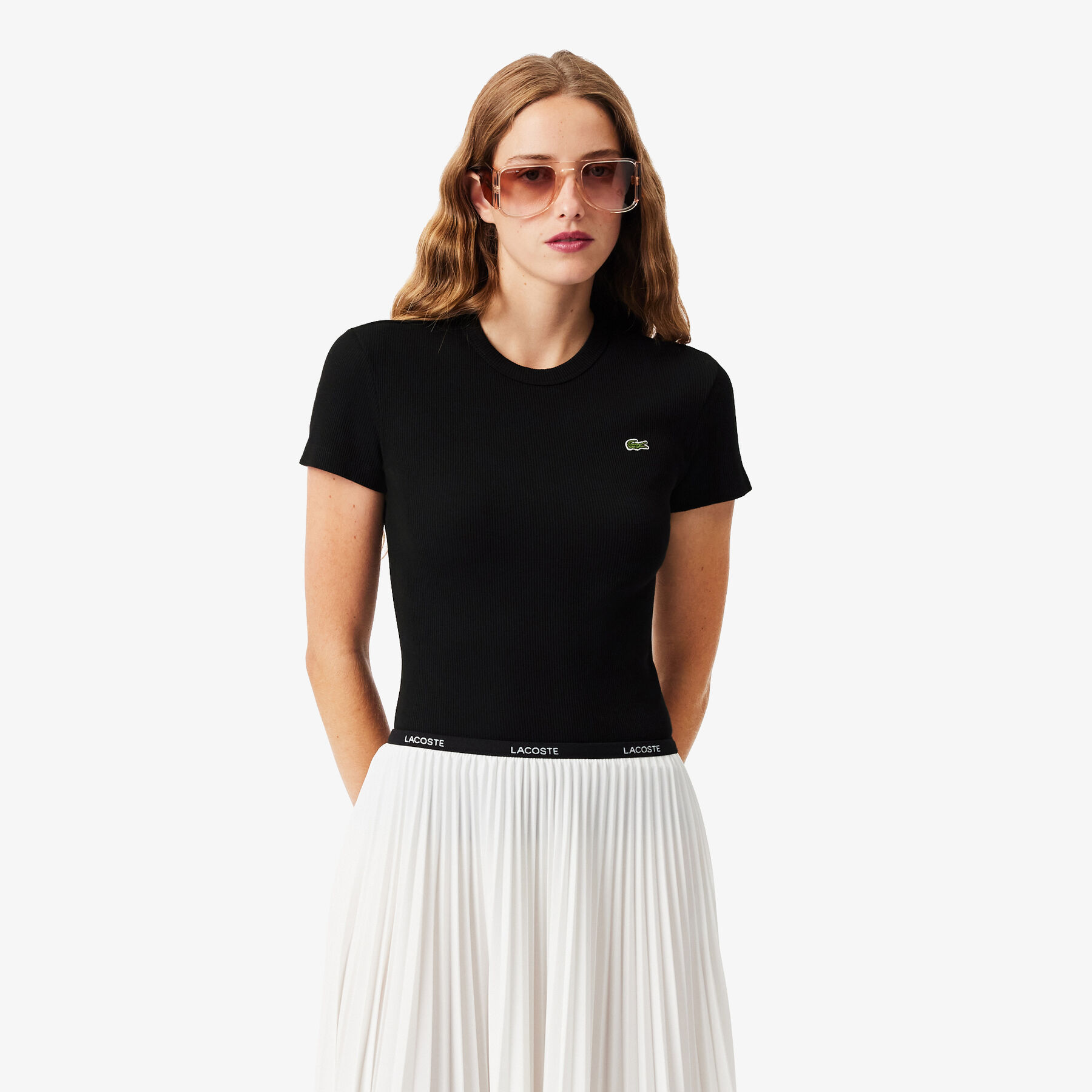 Slim Fit Ribbed Cotton T-shirt