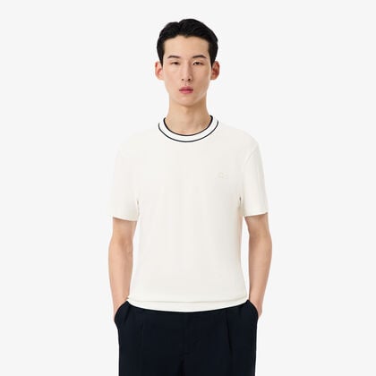 Stretch Pique Stripe Collar T-shirt