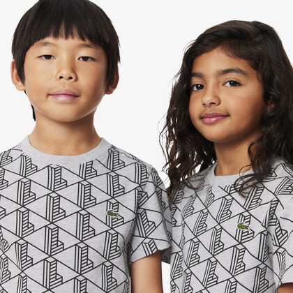 تي شيرت قطني بطبعة مونوغرام