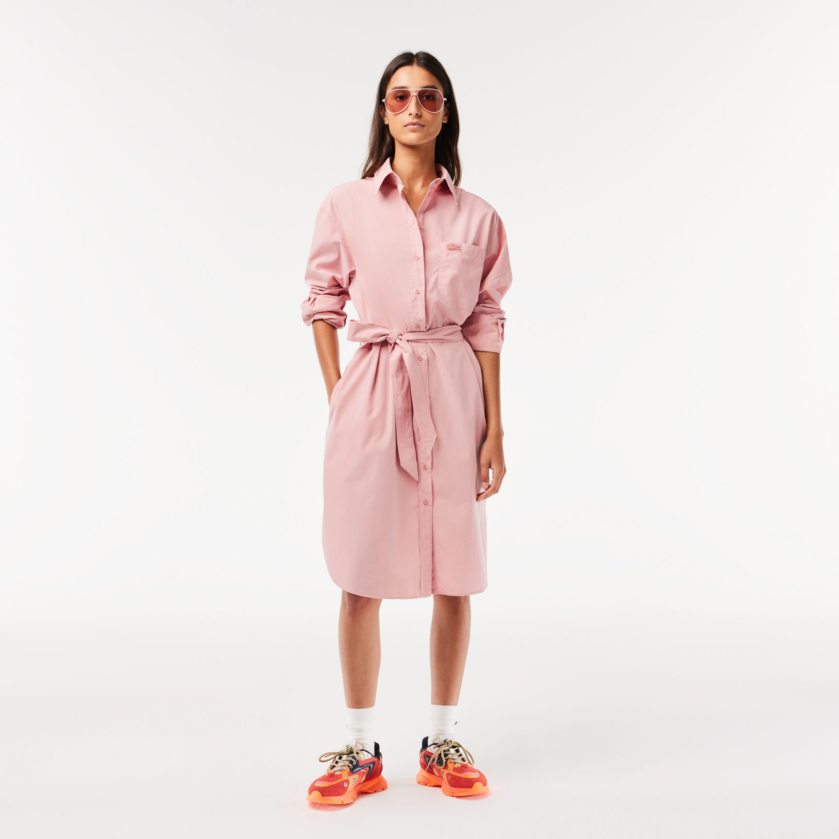 Women’s Lacoste Loose Fit Cotton Poplin Shirt Dress Women’s Lacoste Loose Fit Cotton Poplin Shirt Dress