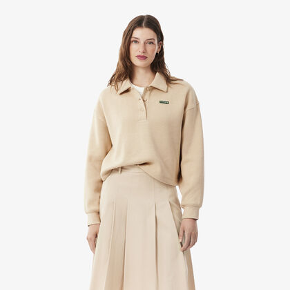 lacoste oversized ribbed polo collar sweatshirt