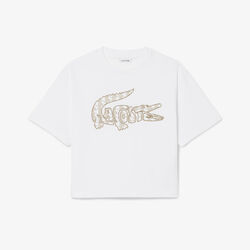 lacoste monogram print cotton t shirt