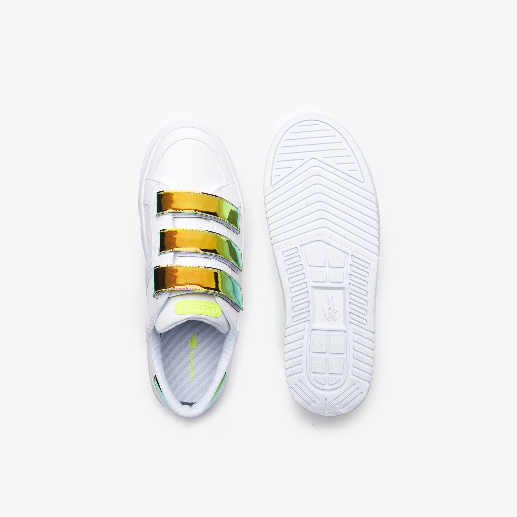 سنيكرز لاكوست L001 من خامات صناعية مقسم بألوان للرضع