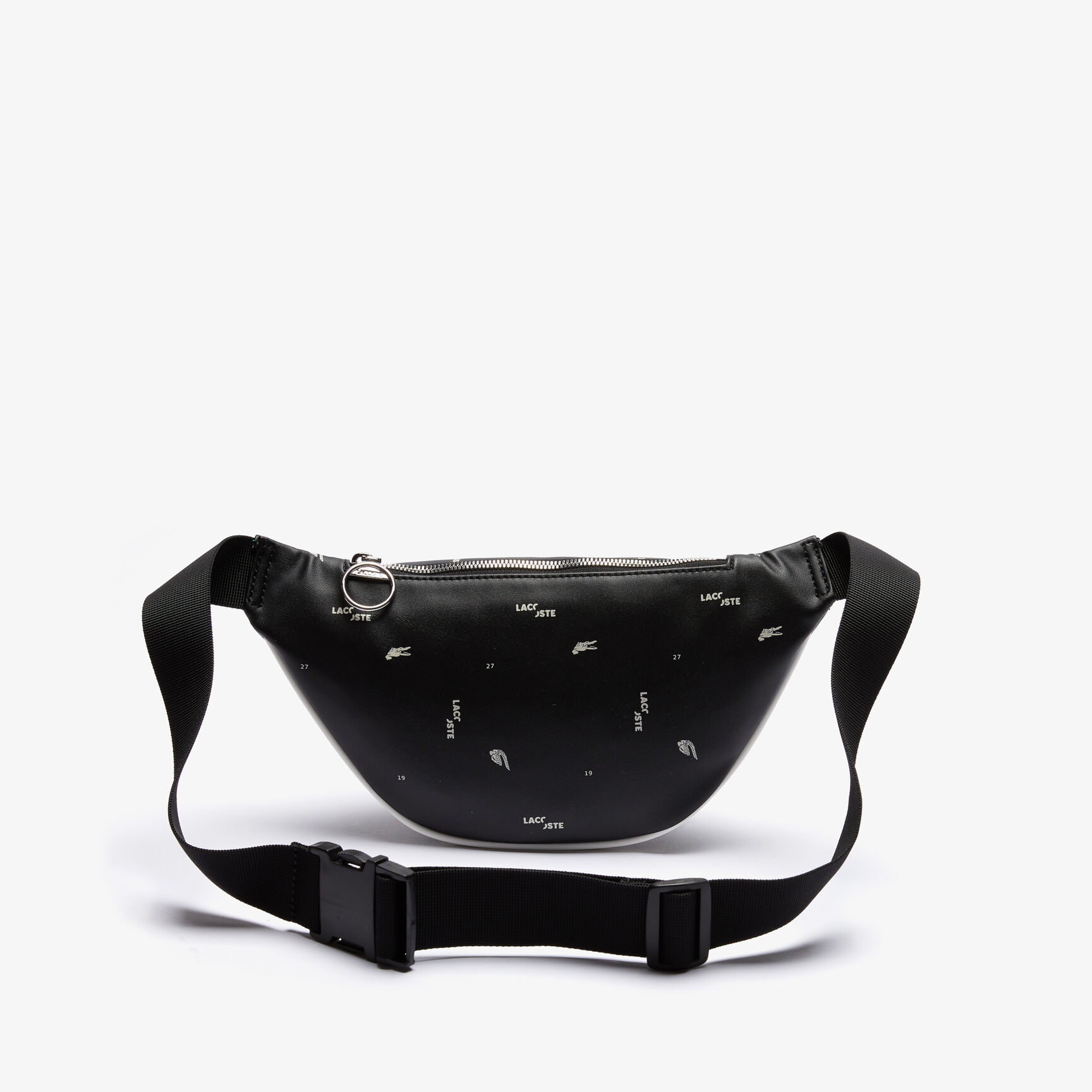 حقيبة خصر بسحاب من القماش المغلف بالبلاستيك مع طبعات بحروف Lacoste للرجال