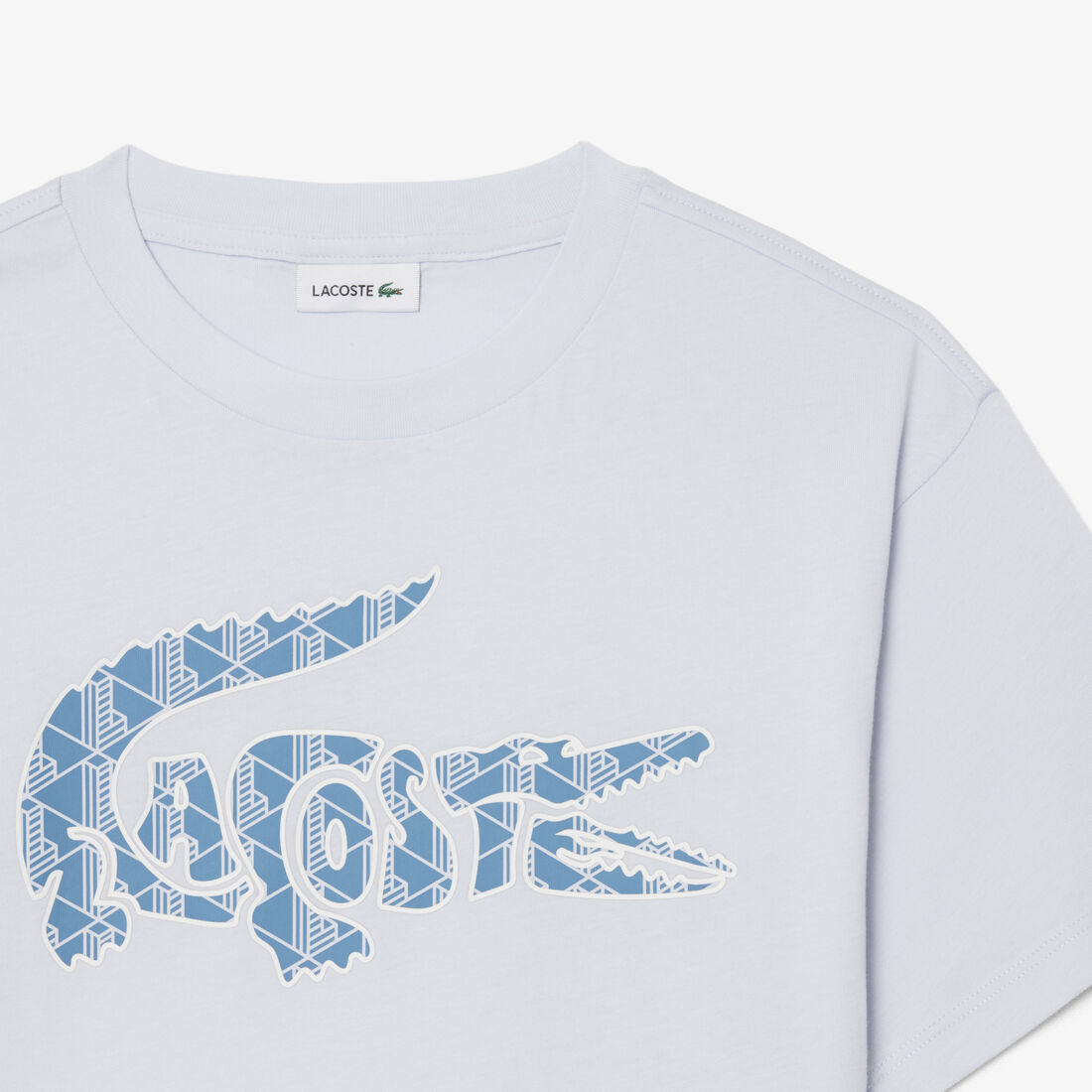lacoste monogram print cotton t shirt
