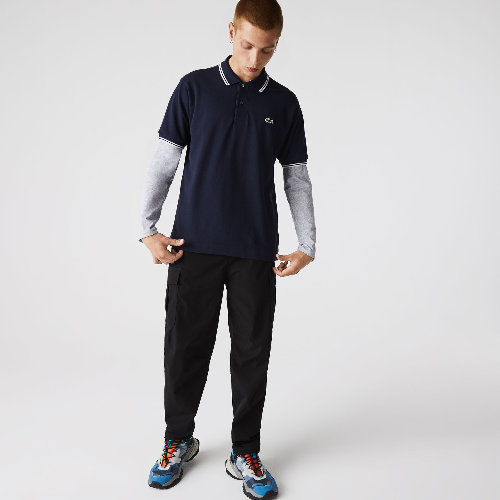 Men&rsquo;s Lacoste Classic Fit Striped Accents Cotton Piqu&eacute; Polo Shirt