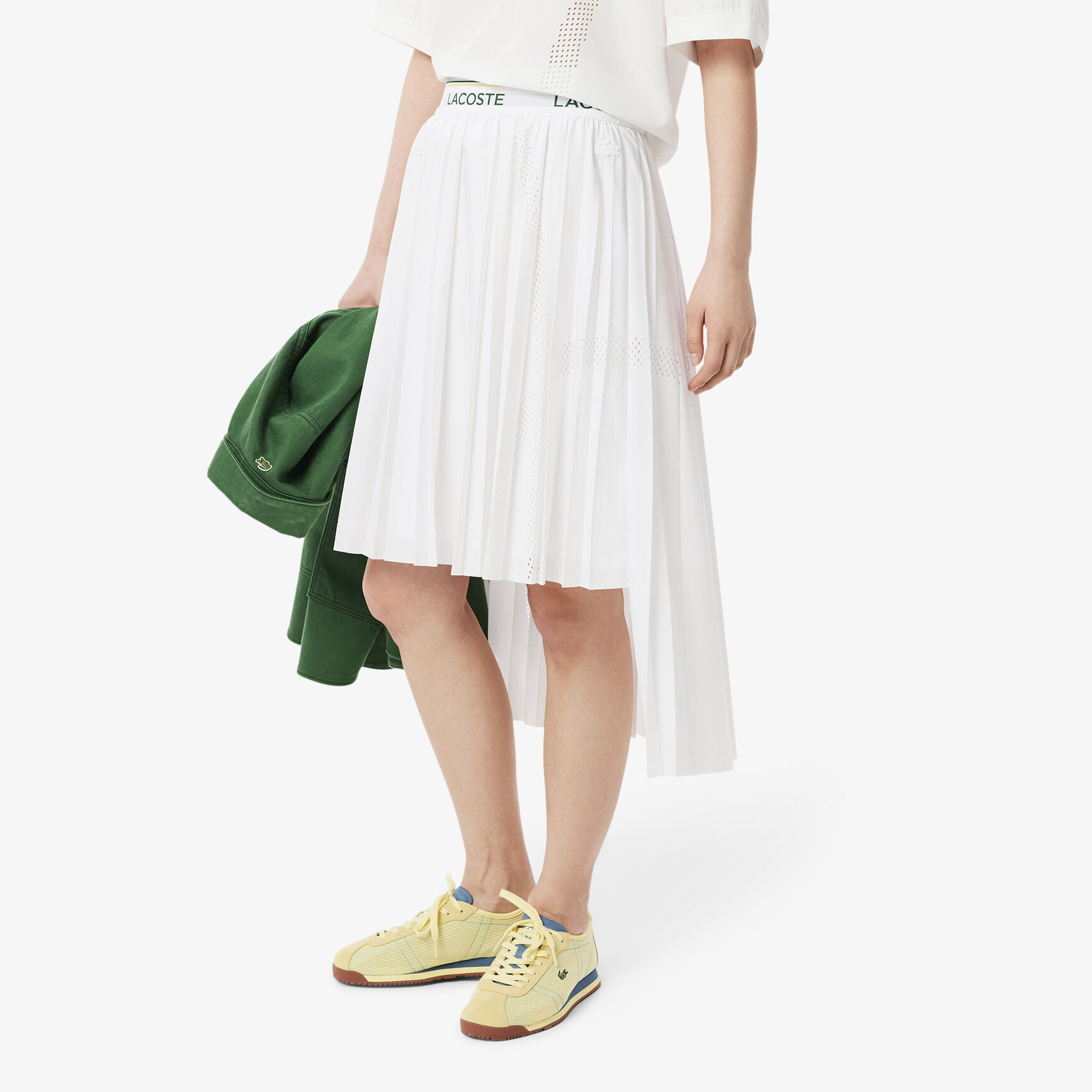 Asymmetric Pleated Midi Skirt