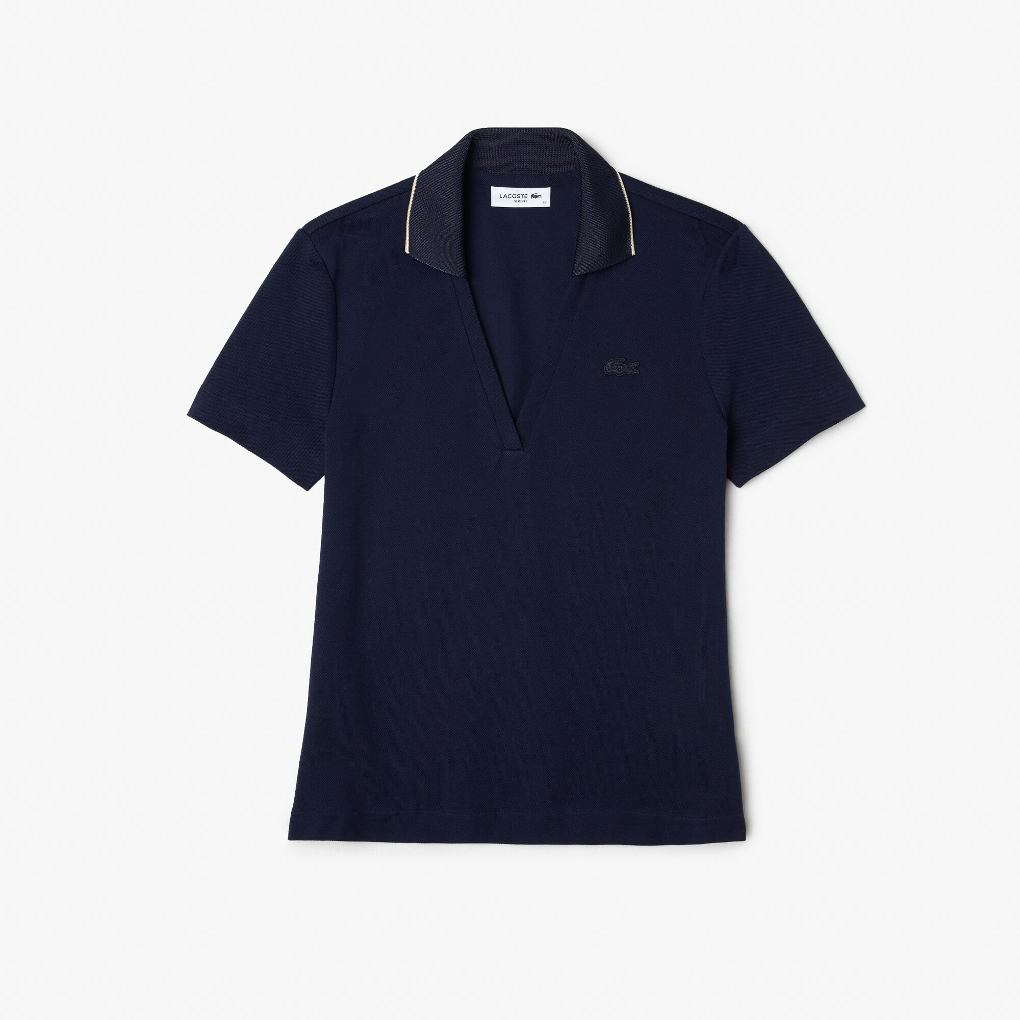 Buy Women s Slim Fit V Neck Stretch Pique Polo Shirt Lacoste QA