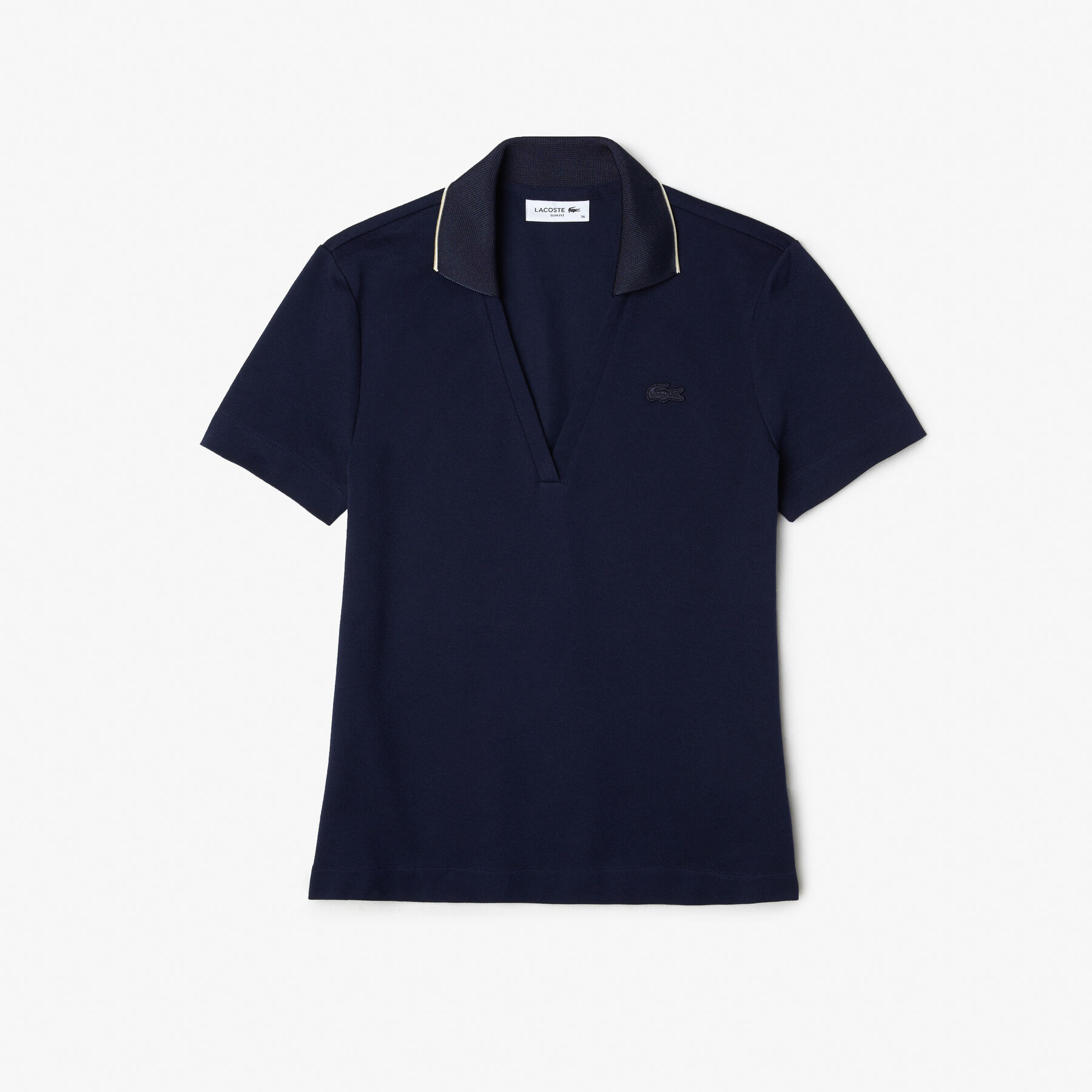 lacoste women s slim fit v neck stretch pique polo shirt