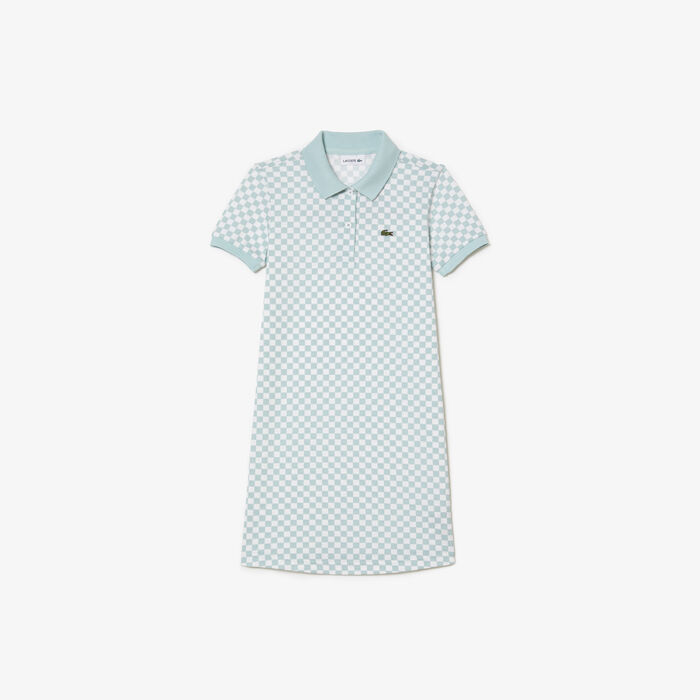 Girls’ Lacoste Check Print Organic Cotton Polo Dress