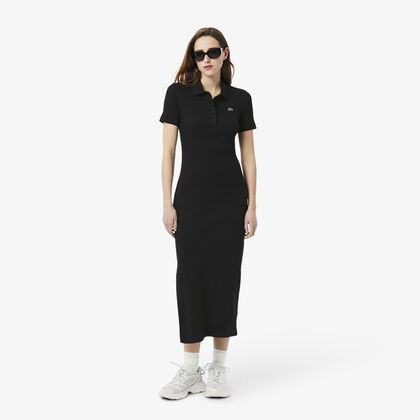 Long Ribbed Cotton Polo Dress