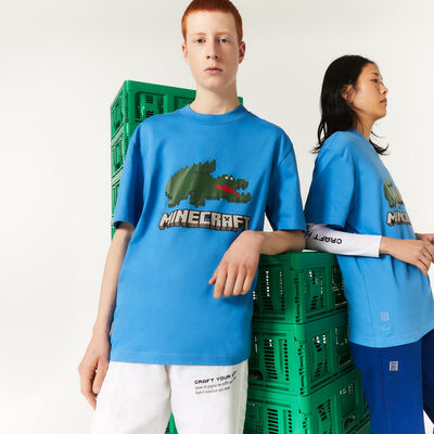 Unisex Lacoste X Minecraft Print Organic Cotton T-shirt
