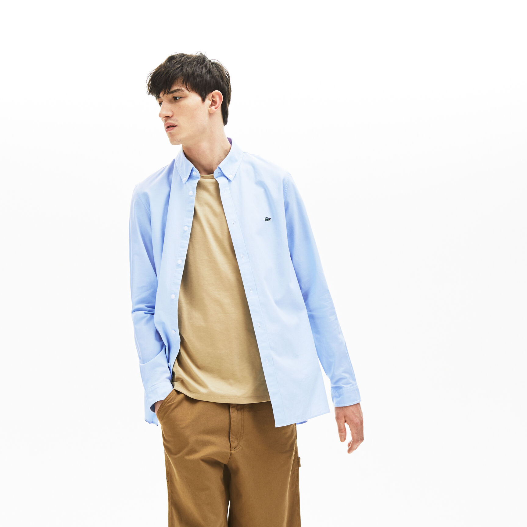 قميص للرجال ذو قصة ضيقة من قطن أوكسفورد المرن