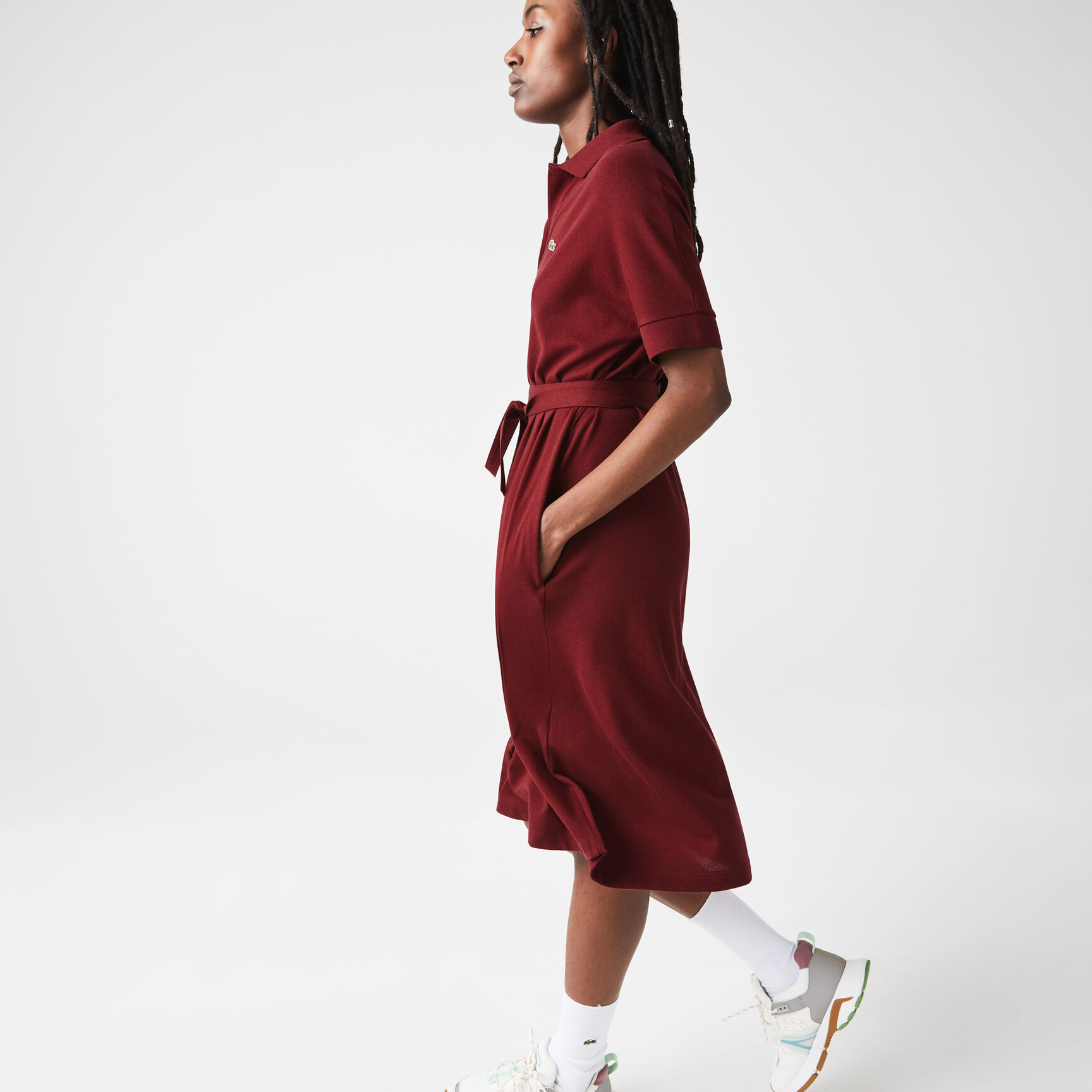 Women's Loose Fit V-neck Piqué Polo Dress Women's Loose Fit V-neck Piqué Polo Dress