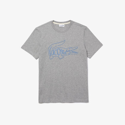 Men’s Crew Neck Crocodile Embroidery Cotton T-shirt