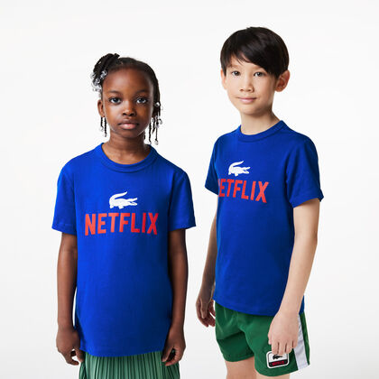 تيشيرت بطبعة قطن عضوي للأطفال مجموعة Lacoste X Netflix