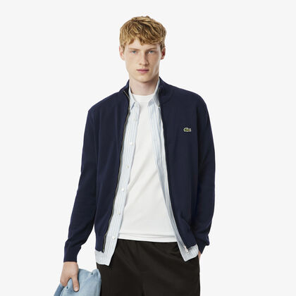 Zipped High Neck Cotton Sweater
