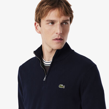 Zipped High Neck Cotton Sweater