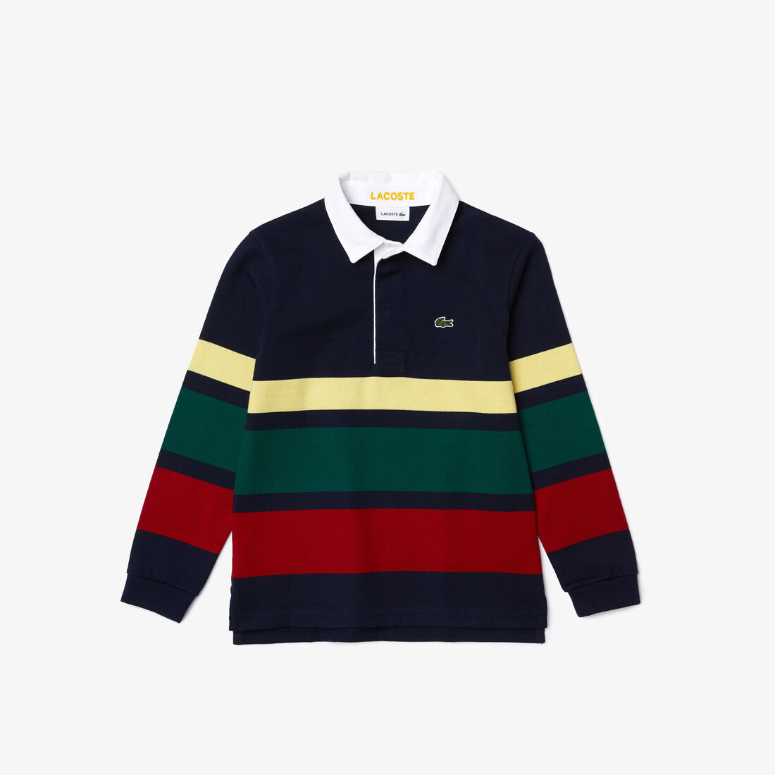 Boys' Lacoste Striped Cotton Rugby Regular Fit Polo Boys' Lacoste Striped Cotton Rugby Regular Fit Polo