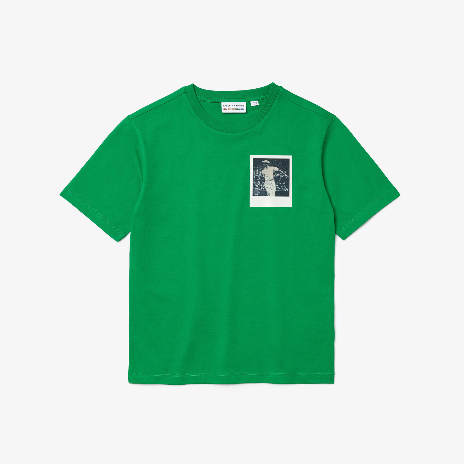 lacoste women s crew neck polaroid collaboration print cotton t shirt