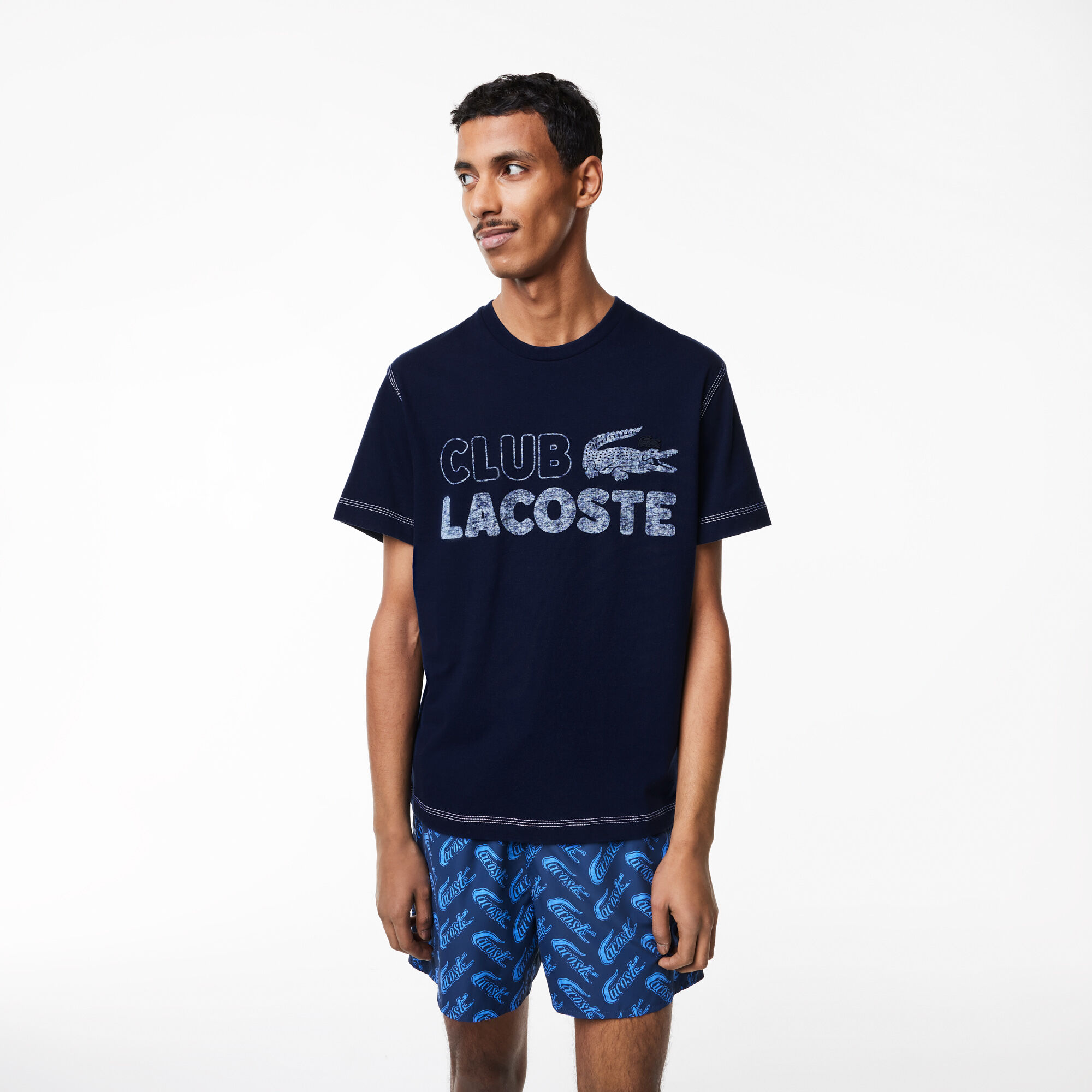 Buy Men s Lacoste Vintage Print Organic Cotton T shirt Lacoste QA