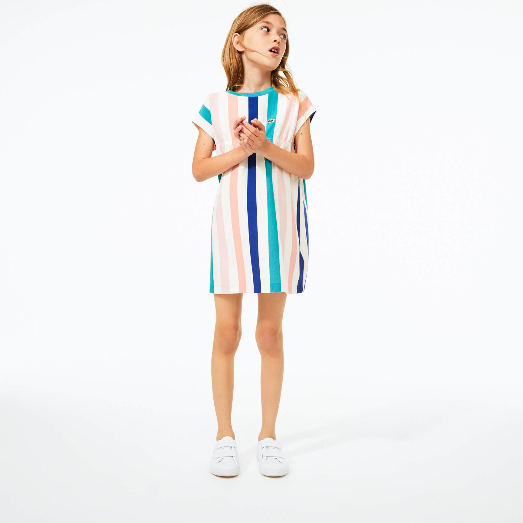 Girls' Striped Print Cotton Piqué Dress Girls' Striped Print Cotton Piqué Dress