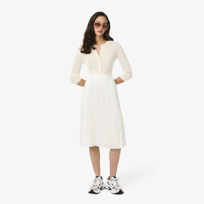 Pleated Satin Midi Skirt