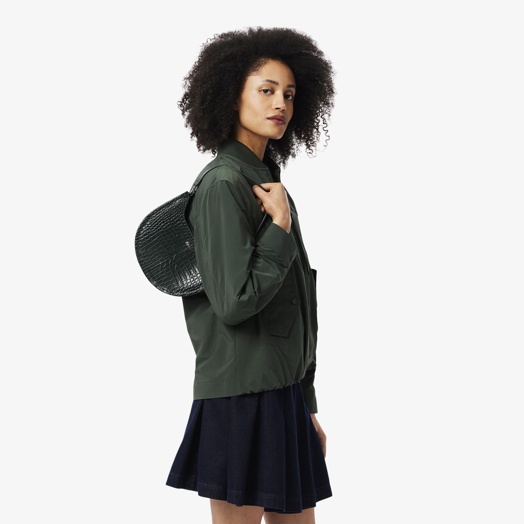 Small Chantaco Embossed Leather Half Moon Bag