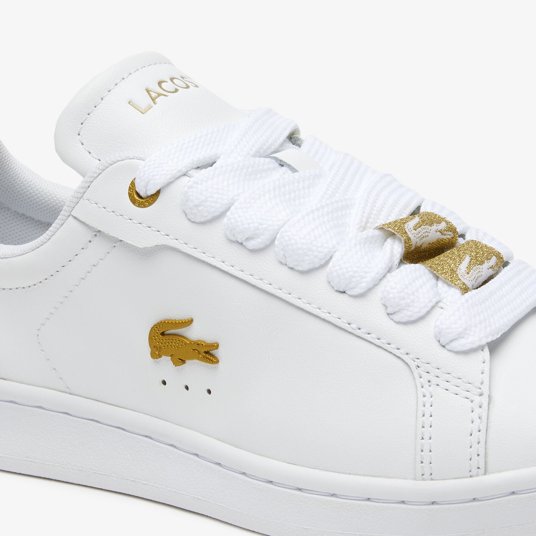 Women's Lacoste Carnaby Pro Leather Metallic Detailing Trainers